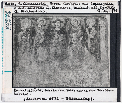 Vorschaubild Rom: San Clemente, Vorraum der Unterkirche, Thronender Christus zwischen Erzengeln, den Heiligen Andreas und Clemens, Kyrill und Methodius 